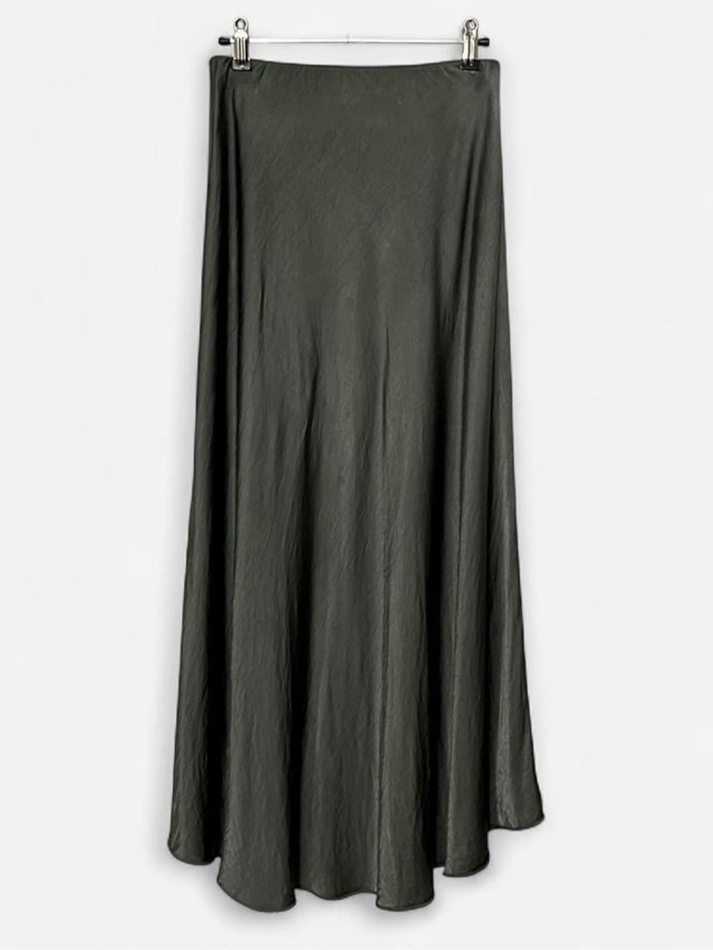 Vintage Made In Italy Silky Olive Green Maxi Skirt